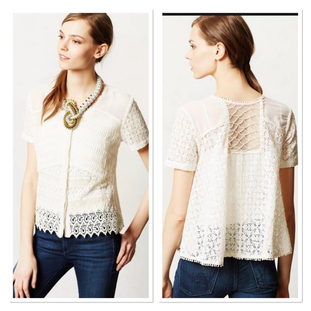 Buttoned lace midi blouse